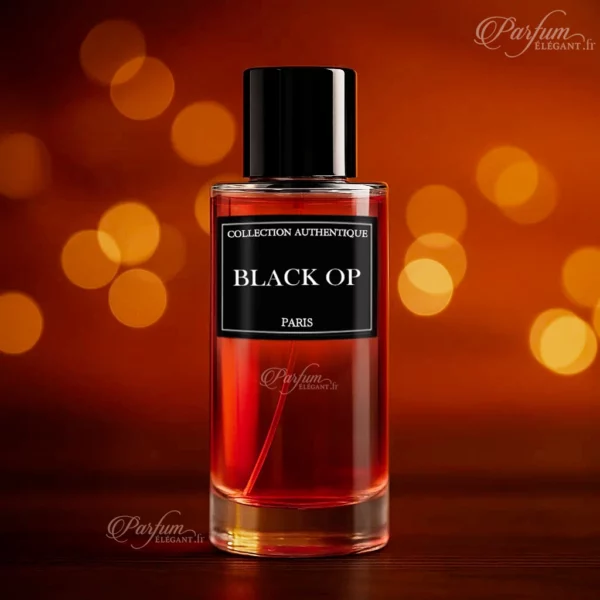 Parfum BLACK OP de la Collection Privée L’Authentique présenté avec son étui élégant ; fragrance orientale florale et addictive.