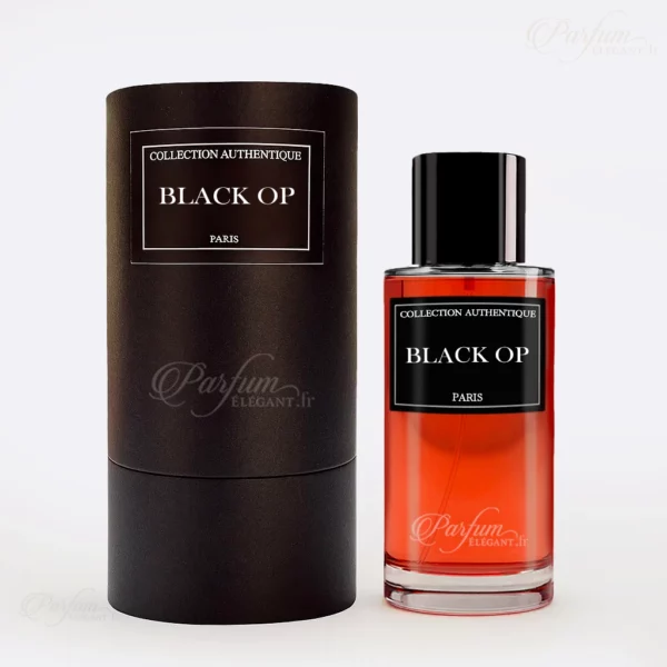 Flacon de parfum BLACK OP Collection Privée L’Authentique, Eau de Parfum femme 50 ml aux notes de café, vanille et fleurs blanches.