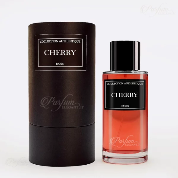 Flacon de parfum Cherry Collection Privée L’Authentique, Eau de Parfum mixte 50 ml aux accords de cerise noire, amande, vanille et bois nobles – gourmand et chic.