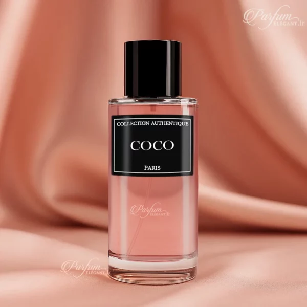 Parfum COCO de la Collection Privée L’Authentique présenté avec son étui raffiné ; fragrance lumineuse et florale pour femme.