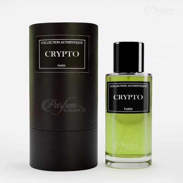 Flacon de parfum Crypto Collection Privée L’Authentique, Eau de Parfum mixte 50 ml aux accords d’amande, iris et bois blancs – élégant et moderne.