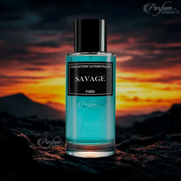 Parfum SAVAGE de la Collection Privée L’Authentique présenté avec son étui élégant ; fragrance masculine, aromatique et contemporaine.