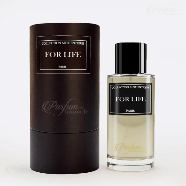 Flacon de parfum FOR LIFE Collection Privée L’Authentique, Eau de Parfum homme 50 ml cuiré et boisé, symbole de virilité et d’élégance.