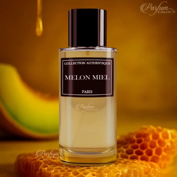 Parfum Melon Miel de la Collection Privée L’Authentique présenté dans un flacon lumineux ; fragrance mixte sucrée et solaire.