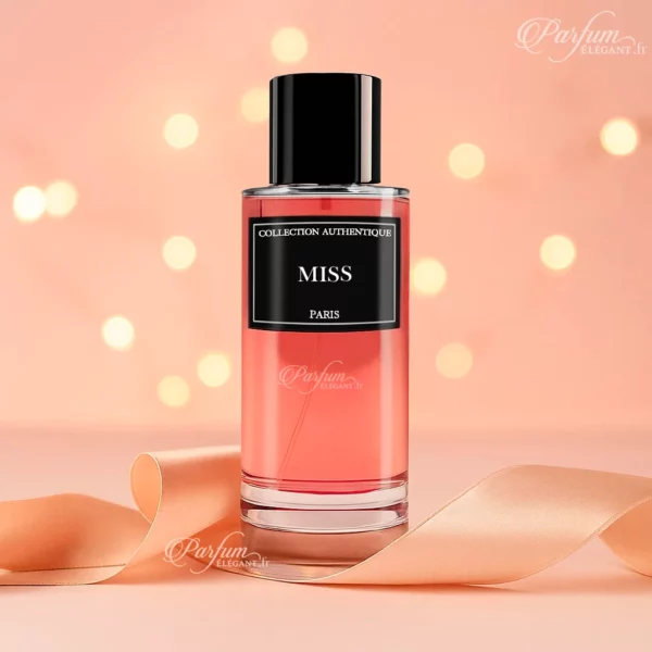Parfum Miss de la Collection Privée L’Authentique présenté avec son étui chic ; fragrance femme, raffinée, florale et boisée.