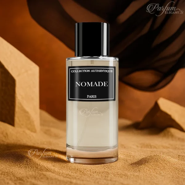 Parfum NOMADE de la Collection Privée L’Authentique présenté avec son étui chic ; fragrance mixte, profonde et raffinée.