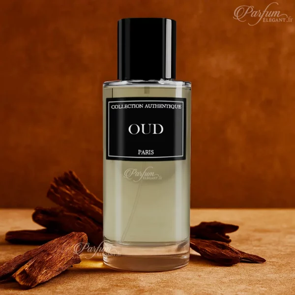Parfum OUD de la Collection Privée L’Authentique présenté avec son étui élégant ; fragrance mixte, élégante et rare.