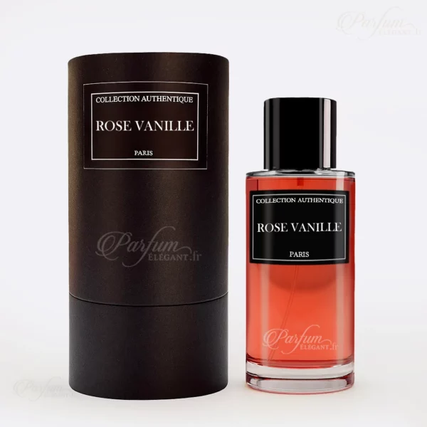 Flacon de parfum ROSE VANILLE Collection Privée L’Authentique, Eau de Parfum mixte 50 ml aux accords de rose, vanille, fruits rouges et musc – gourmand et chic.