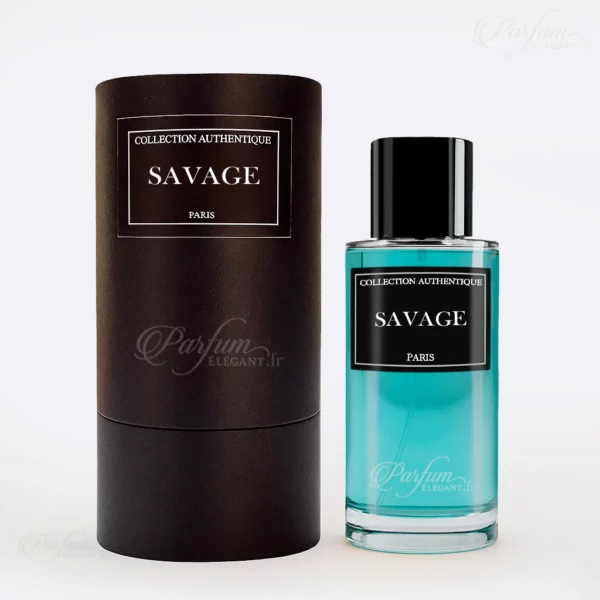 Flacon de parfum SAVAGE Collection Privée L’Authentique, Eau de Parfum homme 50 ml aux notes fraîches de bergamote et poivre noir, bois nobles, symbole de force et élégance.