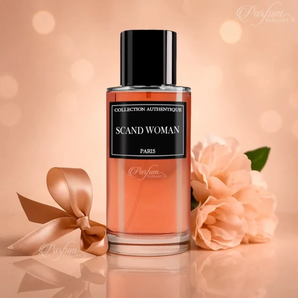 Parfum Scand Women de la Collection Privée L’Authentique présenté avec son étui élégant ; fragrance féminine, puissante et irrésistible.