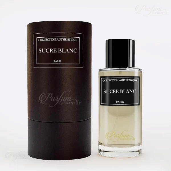 Flacon de parfum Sucre Blanc Collection Privée L’Authentique, Eau de Parfum femme 50 ml aux notes de caramel, chocolat, framboise et vanille – parfum floral et gourmand.