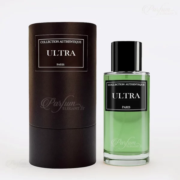 Flacon de parfum Ultra Collection Privée L’Authentique, Eau de Parfum homme 50 ml aux notes de poire, lavande, vanille et ambre — parfum intense et séduisant.