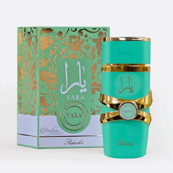 Flacon Yara Pistachio – Parfum gourmand et floral pour femme