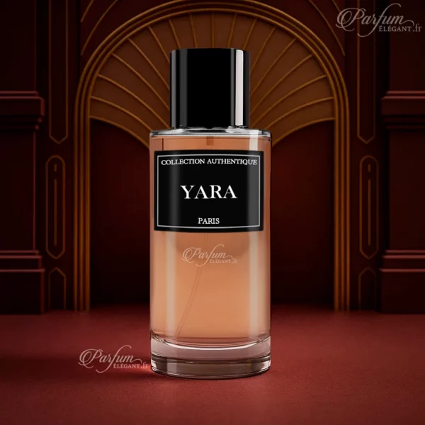 Parfum Yara Rose de la Collection Privée L’Authentique présenté avec son flacon élégant ; fragrance femme, florale, douce et lumineuse.
