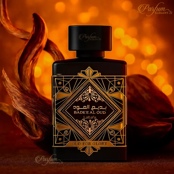 Parfum mixte signé Lattafa, Bade’e Al Oud Oud for Glory présenté dans un coffret élégant noir