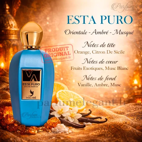 Esta Puro Volaré eau de parfum mixte 100ml avec boîte Boîte et flacon Esta Puro Volaré eau de parfum mixte 100ml parfum original disponible chez Parfum Élégant