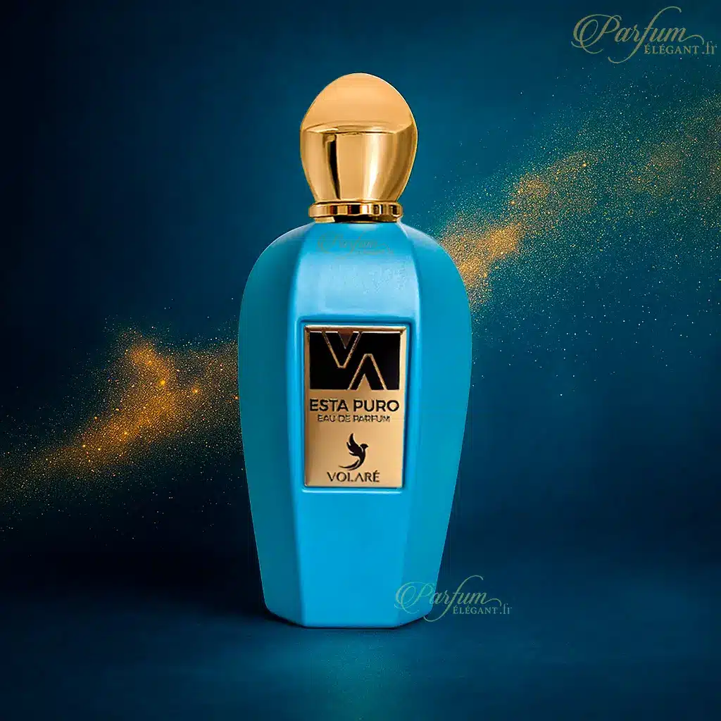 Esta Puro – Parfum fruité oriental mixte, éclat pur en 100 ml 2 Flacon bleu Esta Puro de Volaré – Eau de Parfum mixte au sillage fruité et musqué