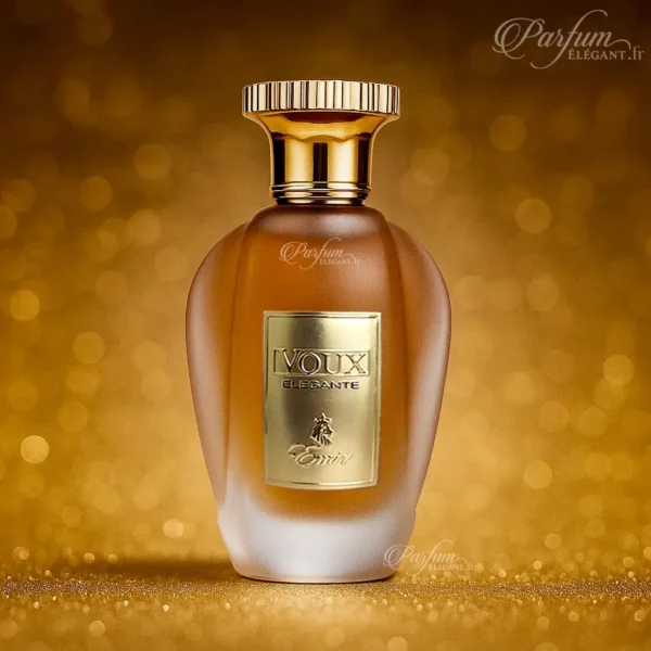 Élégant flacon doré du parfum Voux Élégante – Eau de Parfum mixte 100 ml à l’allure raffinée