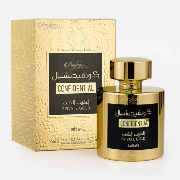 Flacon Confidential Private Gold 100ml – Parfum Fruité Musqué Floral Mixte