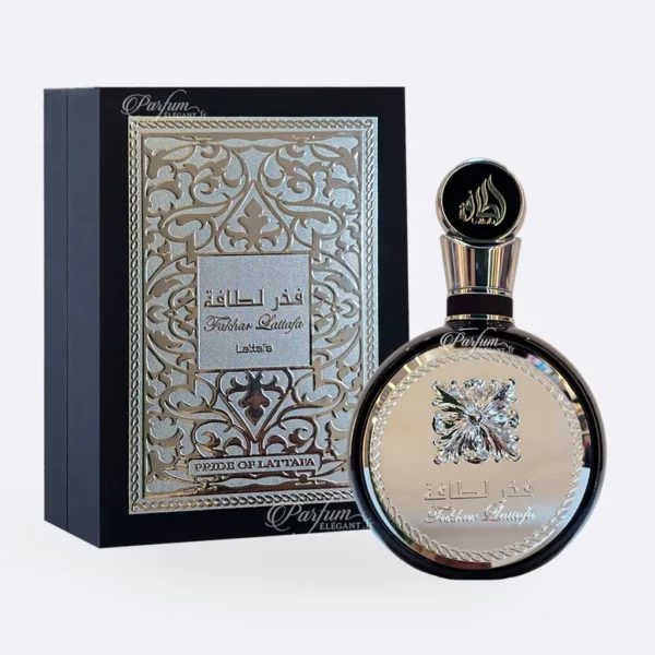 Flacon Fakhar Silver Lattafa – Parfum boisé et ambré pour homme