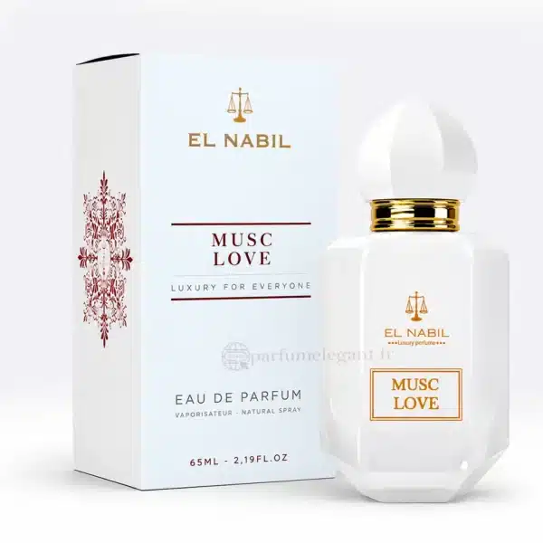 Parfum Élégant – Parfums Dubaï & Orientaux | Dupes Luxe à Prix Abordables en Boutique & en Ligne 5 Musc Love El Nabil parfum mixte présenté avec des roses, des fleurs blanches et une ambiance orientale raffinée