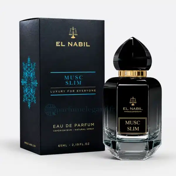 Musc Slim El Nabil parfum mixte présenté dans une ambiance orientale avec bois précieux et décoration raffinée