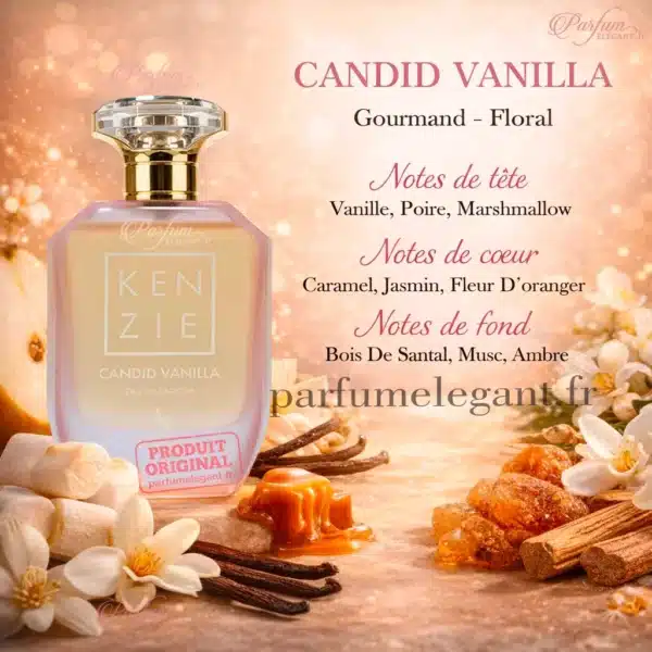 notes-olfactives-kenzie-candid-vanilla notes olfactives kenzie candid vanilla vanille poire marshmallow caramel jasmin fleur oranger musc ambre