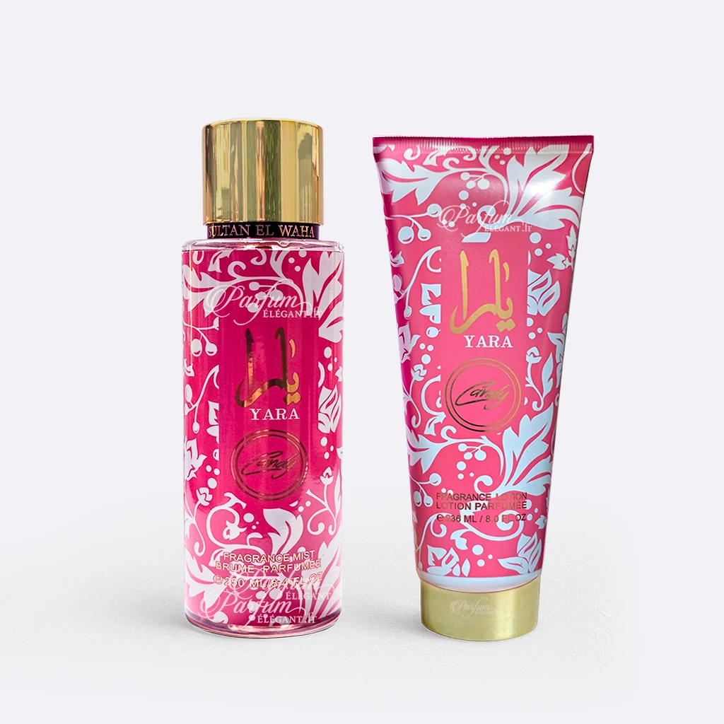 Coffret Yara Candy – Brume & Lotion Parfumée – Sultan El Waha 4 Brume et crème Yara Candy – parfum gourmand et féminin - coffret duo pour cadeau