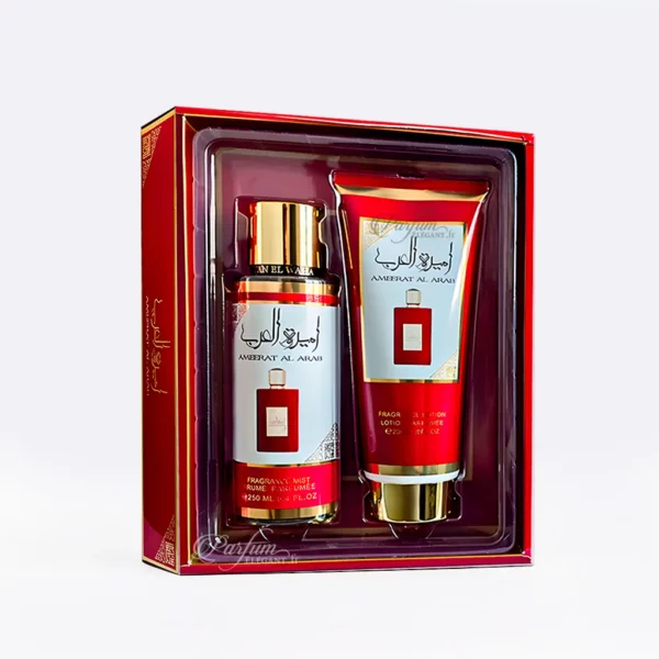 Coffret Ammerat Al Arab Rouge Sultan El Waha brume et lotion parfumée femme