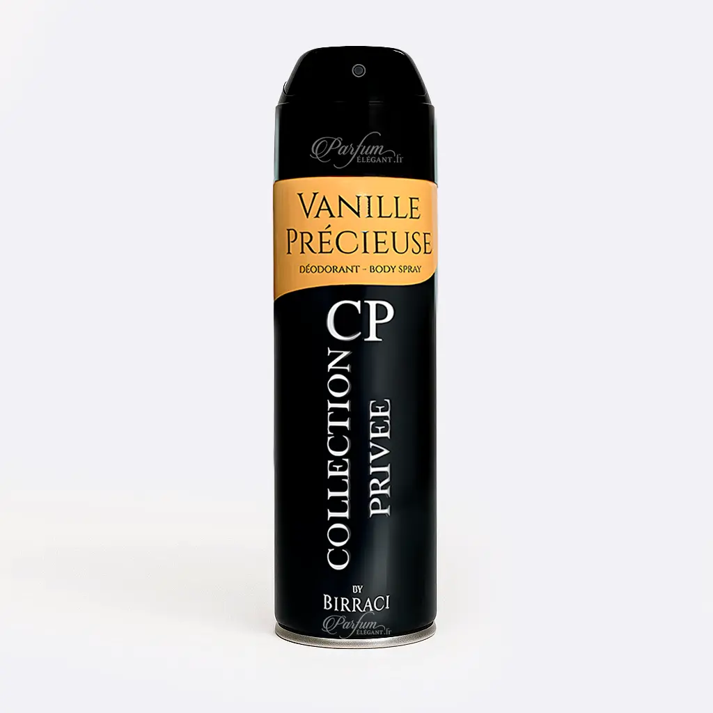 Déodorant Vanille Précieuse – Collection Privée by Birraci 1 Déodorant Vanille Précieuse 200 ml – Body spray parfum vanille et ambre