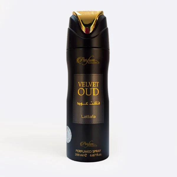 Déodorant mixte Velvet Oud Lattafa 200 ml – parfum boisé et oriental intense