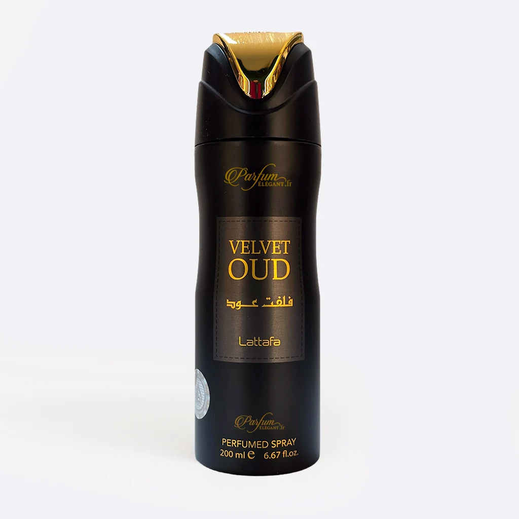 Déodorant Mixte Velvet Oud Lattafa – L’empreinte orientale du raffinement 1 Déodorant mixte Velvet Oud Lattafa 200 ml – parfum boisé et oriental intense