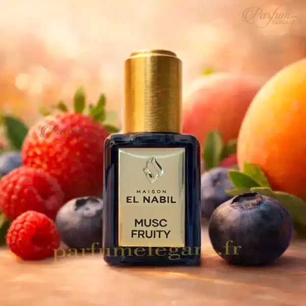 el-nabil-musc-fruity-parfum-fruite-gourmand-et-musque-sans-alcool Flacon doré Musc Fruity El Nabil – parfum oriental gourmand et musqué