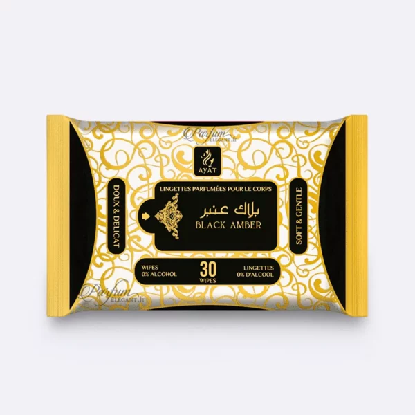 Lingettes parfumées Black Amber Ayat – 30 lingettes douces sans alcool