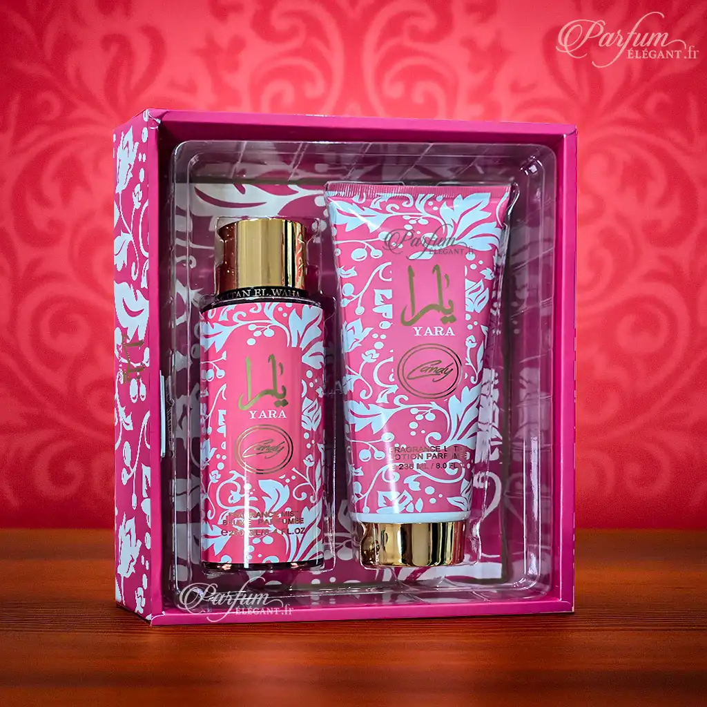 Coffret Yara Candy – Brume & Lotion Parfumée – Sultan El Waha 3 Brume et lotion Yara Candy – parfum gourmand et féminin