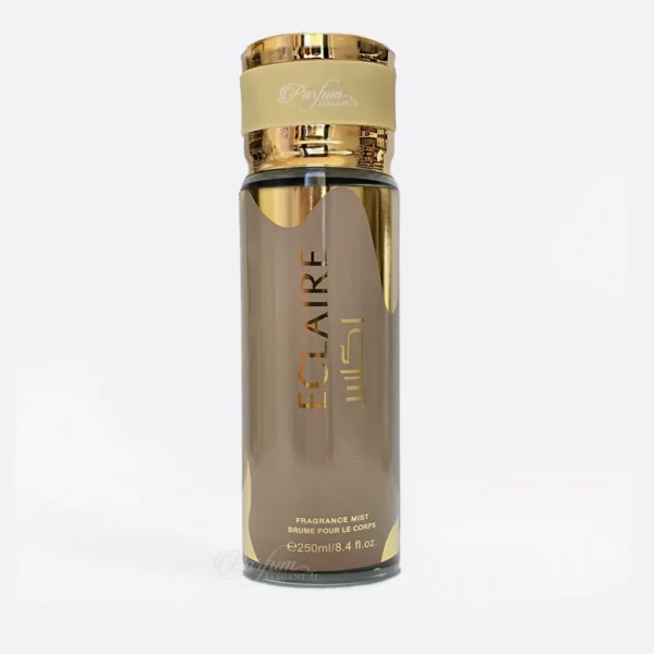 Flacon Eclaire Dubai Collection entouré de caramel et morceaux de sucre