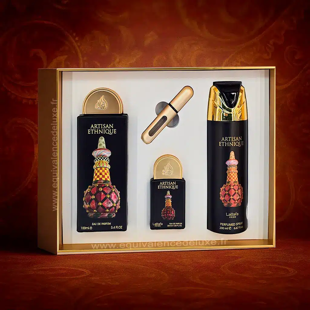 Coffret Artisan Ethnique Lattafa Pride parfum oriental gourmand cuiré