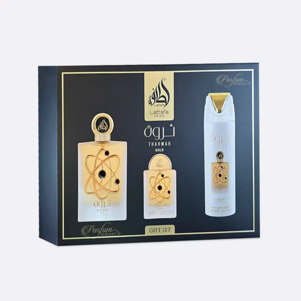 Parfums Femme – Parfums Dubaï, Orientaux & Dupes de Marques en Tous Formats 39 Coffret Tharwah Gold Volaré 3 pièces parfum femme floral fruité vanille