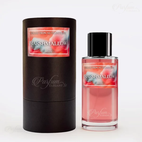 Flacon de parfum Marshmallow Collection Privée L’Authentique, Eau de Parfum femme 50 ml aux notes de guimauve, vanille et musc blanc — parfum gourmand, doux et réconfortant.