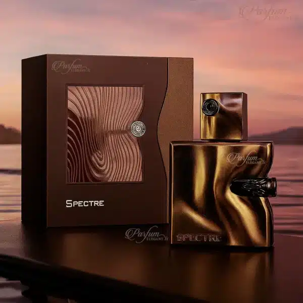 Bouteille Spectre Parfum Élégant en gros plan – parfum homme cuiré, boisé résineux et longue tenue