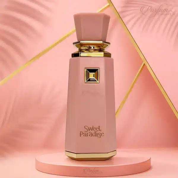 Sweet Paradise parfum femme floral sucré haute tenue parfum femme gourmand floral Sweet Paradise sur décor rose moderne