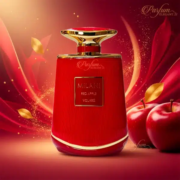 Milani Red Apple Volaré eau de parfum fruitée, flacon rouge avec coffret, notes de pomme rouge et touche florale