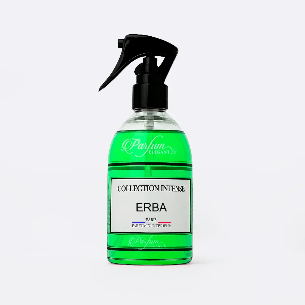 Spray Erba – Parfum d’Intérieur Fruité Vert & Musqué | Collection Intense Paris 1 Parfum d’intérieur Erba Collection Intense en spray, parfum maison frais et herbacé idéal pour salon, chambre et intérieur moderne