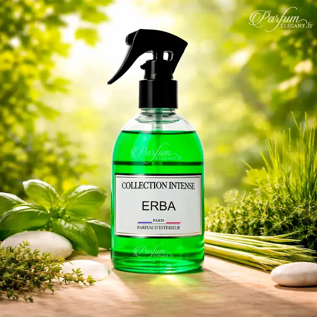 Spray Erba – Parfum d’Intérieur Fruité Vert & Musqué | Collection Intense Paris 2 Spray parfum d’intérieur Erba Collection Intense, senteur végétale et herbacée pour parfumer la maison et créer une ambiance fraîche et naturelle
