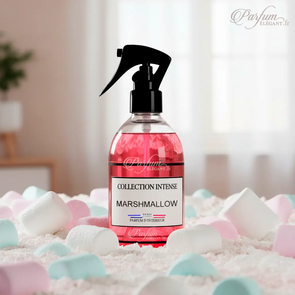 Spray Marshmallow – Parfum d’Intérieur Gourmand & Sucré | Collection Intense Paris 2 Spray parfum d’intérieur Marshmallow Collection Intense, senteur gourmande et sucrée aux notes de bonbon et guimauve pour une ambiance cocooning