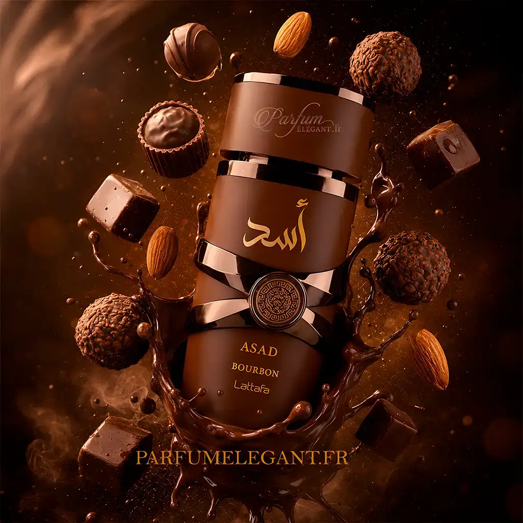 Asad Bourbon – Eau de Parfum Oriental Épicé & Vanillé Mixte – Lattafa 2 Parfum Asad Bourbon Lattafa avec chocolat, amandes et accords gourmands.