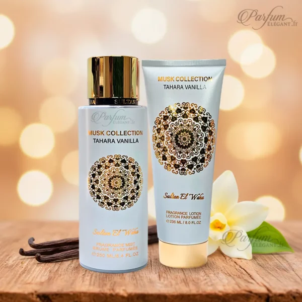 Coffret Tahara Vanilla parfum vanille musquée Lotion corps parfumée Tahara Vanilla musc vanille