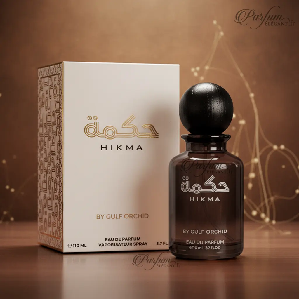 Hikma – Eau de Parfum Oriental Boisé Intense 110 ml | Gulf Orchid 3 Parfum Hikma By Gulf Orchid eau de parfum 110 ml packshot flacon et coffret blanc
