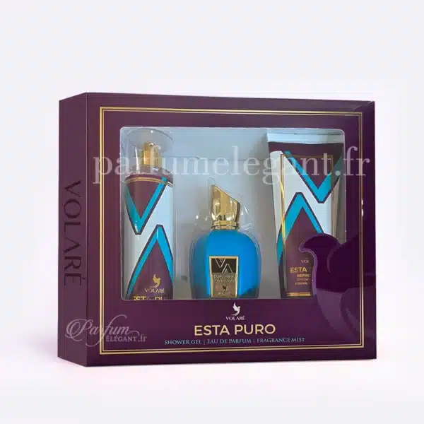 Parfum Élégant – Parfums Dubaï & Orientaux | Dupes Luxe à Prix Abordables en Boutique & en Ligne 6 Coffret Esta Puro Volaré parfum brume gel douche