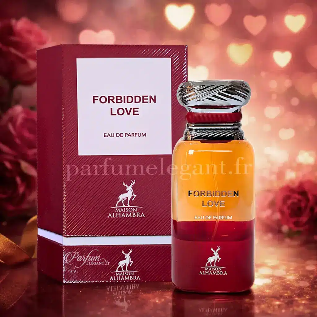 Forbidden Love – Eau de Parfum Gourmand Cerise 80ML – Maison Alhambra 3 flacon et boite de parfum forbiden love inspiré de grande marque